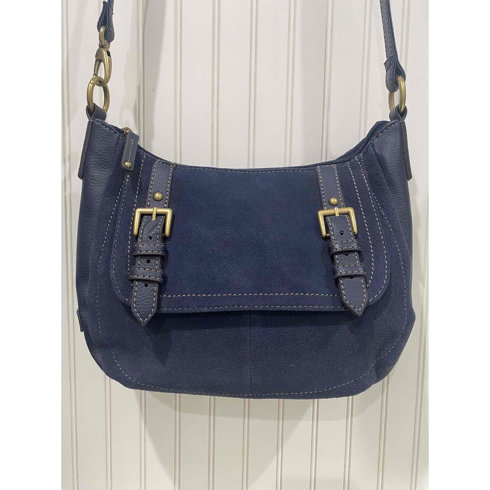 Tignanello Navy Womens Adjustable Crossbody Suede Bag